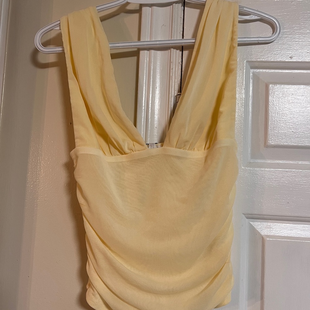 Garage Yellow Sleeveless Draped Top